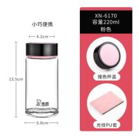 希诺水杯单层玻璃杯男女士加厚底耐热高硼硅小巧透明泡茶杯便携 粉色220ml-6170