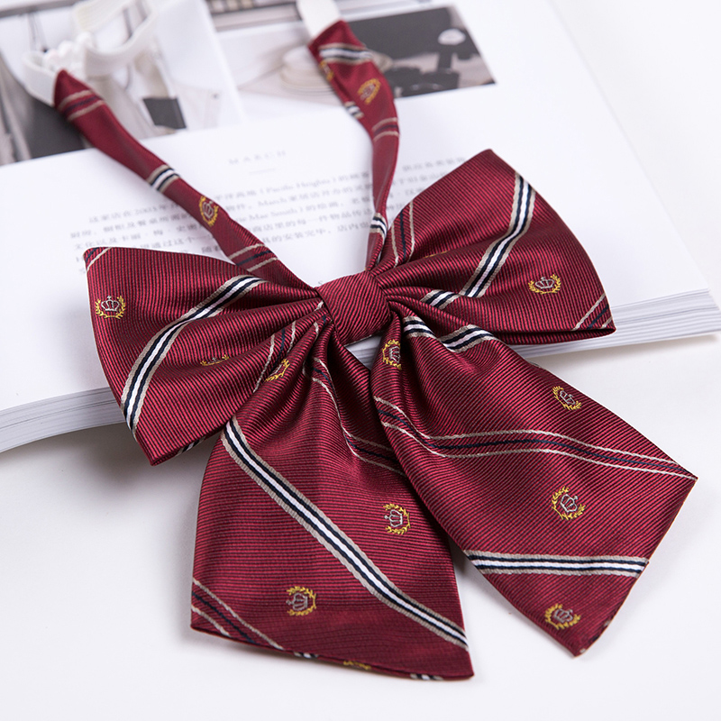 领花女韩版学院风日系校服衬衫水手服 jk学生领结女职业蝴蝶结 酒红