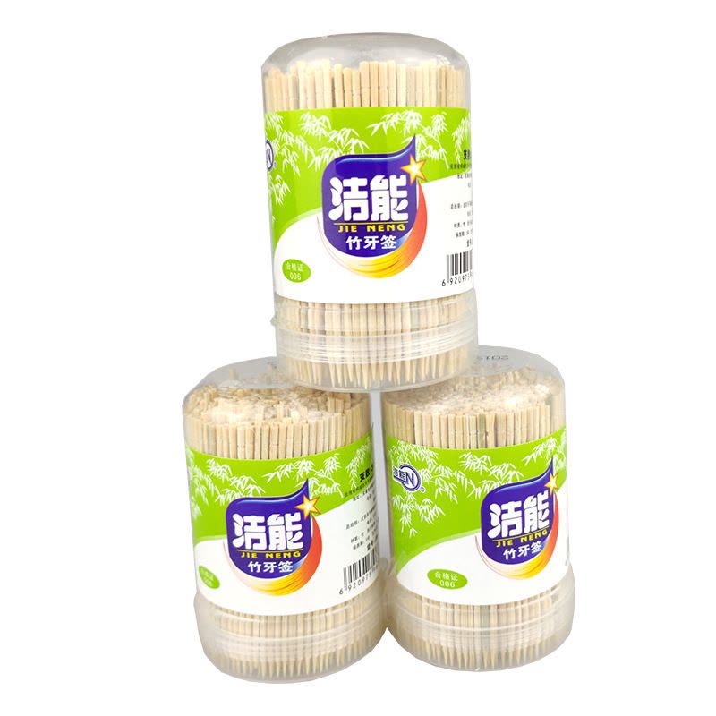 洁能牙签竹质筒状瓶装300只/筒图片