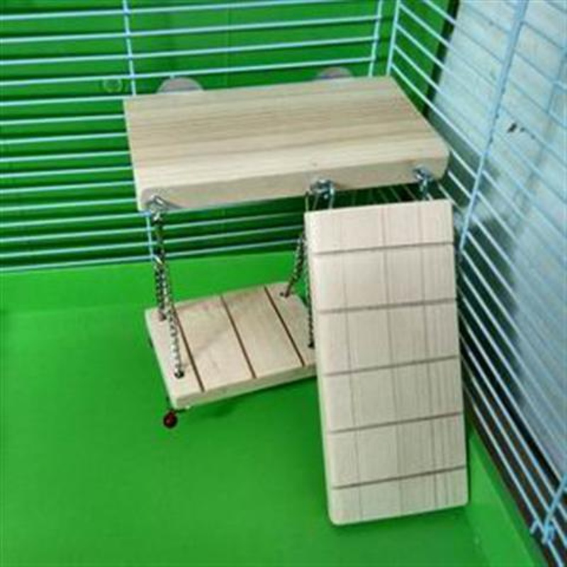[工厂店]仓鼠木制平台爬梯秋千瞭望台三件套 小宠玩具DIY用品 跳板防滑梯秋千三件套