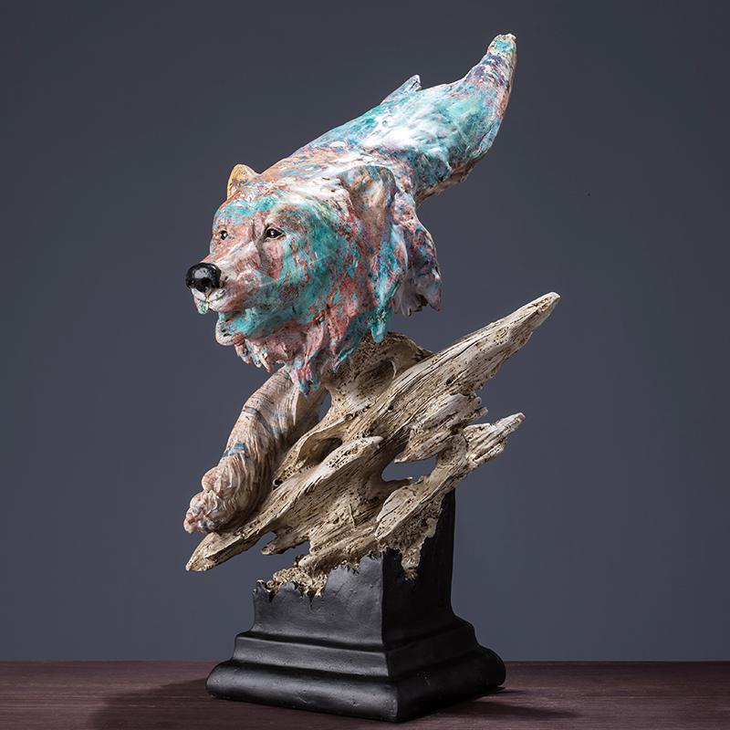 美帮汇艺术熊头装饰品摆件 家居家装饰品客厅房间酒柜电视柜办公室