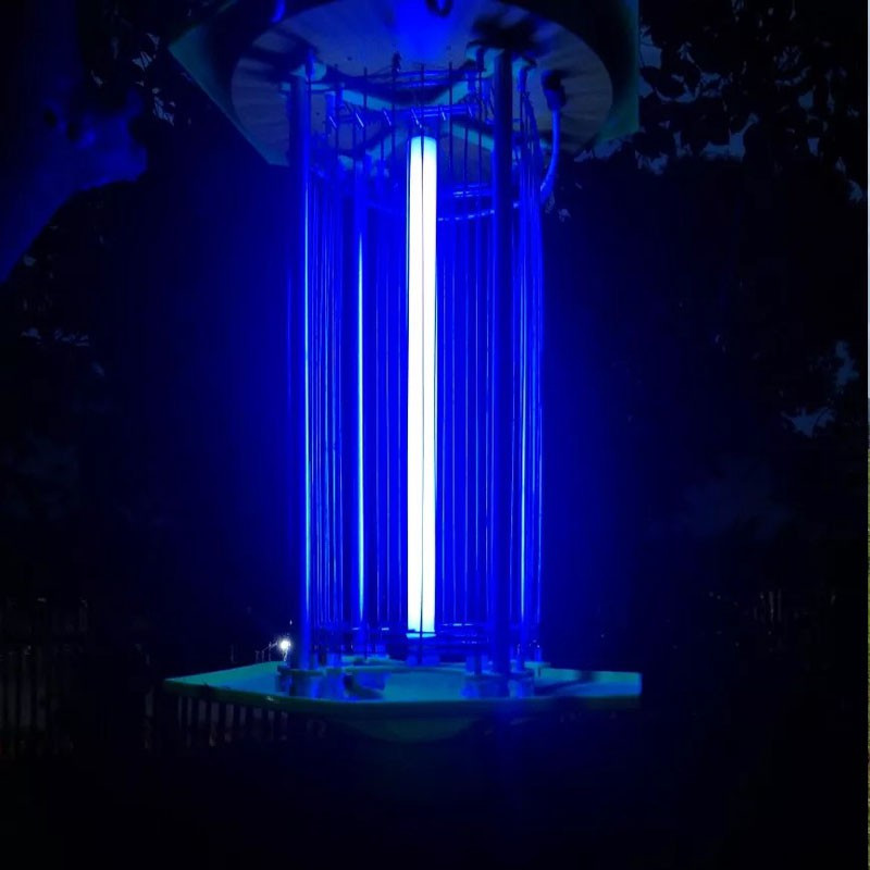 太阳能杀虫灯农用灭虫诱虫户外频振式鱼塘养殖果园光控雨控灭蚊灯 三维工匠 中型灯头不锈钢杆太阳能全套