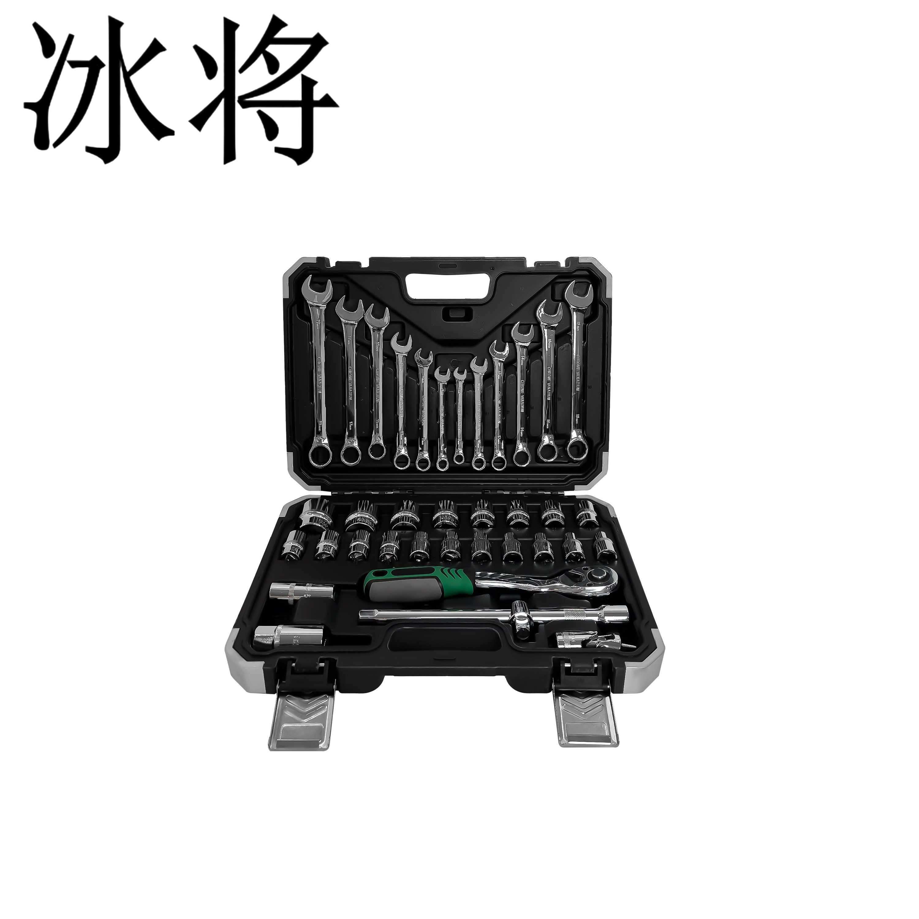 冰将 72齿包边箱蓝带37件套简扳手 37件套 套高清大图