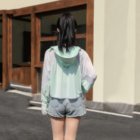 谋福 拼色防晒衣 大帽檐户外骑行斗篷款（冰丝款果绿拼色）