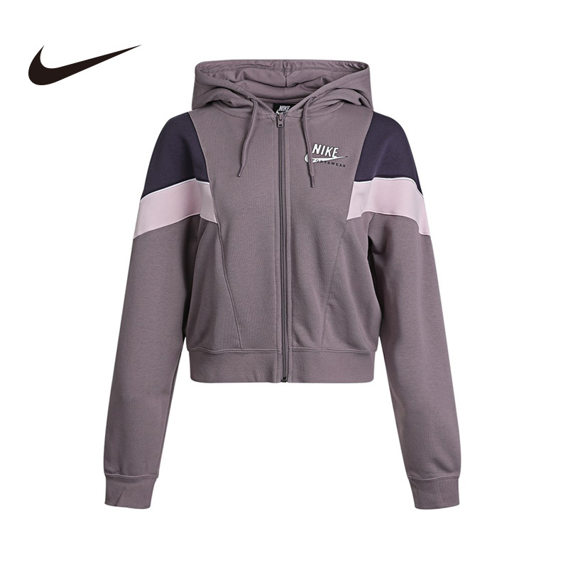 Nike耐克外套女2021春季新款时尚拼色连帽休闲运动夹克CZ8601-531