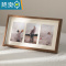 敬平简约创意相框摆台加洗照片四连组合相架情侣婚纱宝宝6寸相片像框 三联咖啡色(可放三张6寸照片10*15cm) 相框
