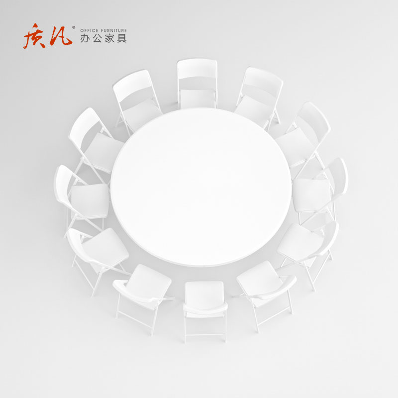 质凡 简易大圆桌面塑料可折叠餐桌高清大图