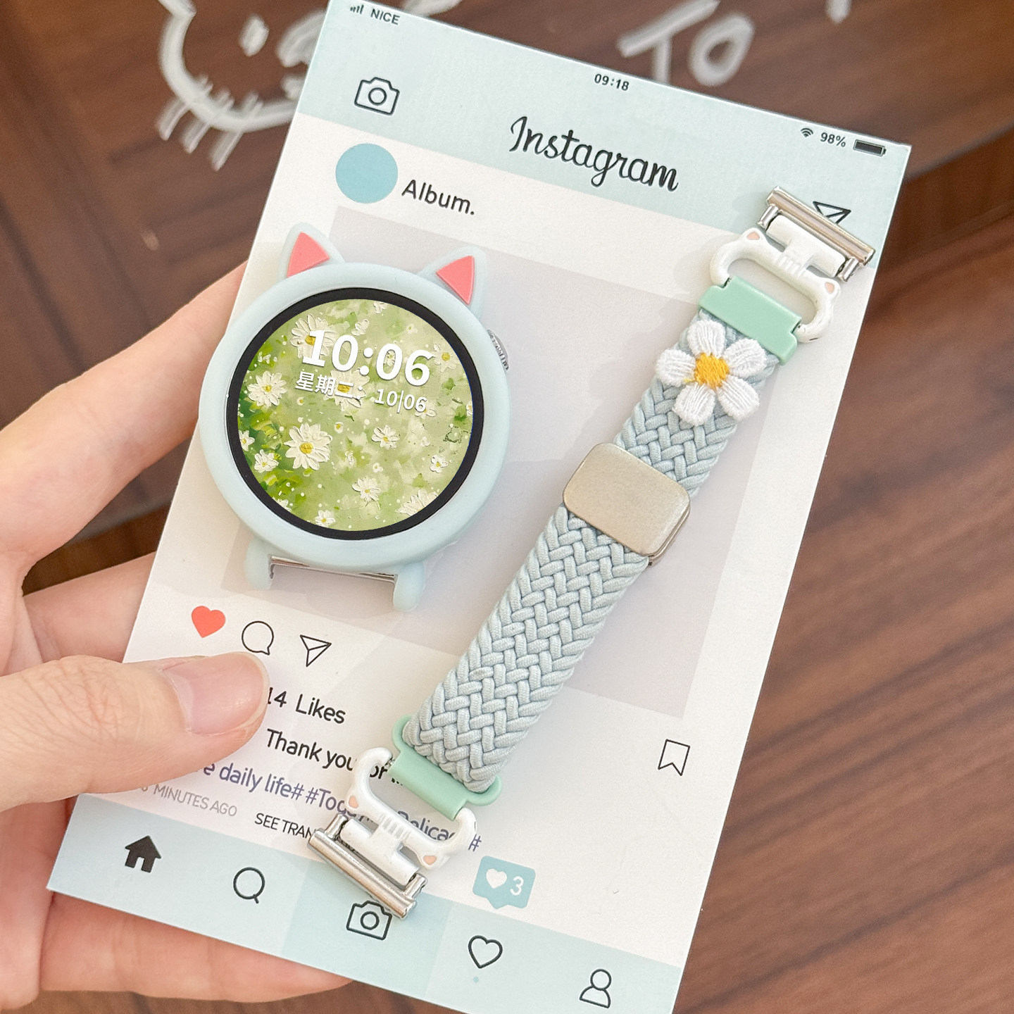 适用于华为手环11表带11pro新款10金属9猫咪镶钻表链watch band98智能NFC荣耀手环10/97夏季高级轻高清大图