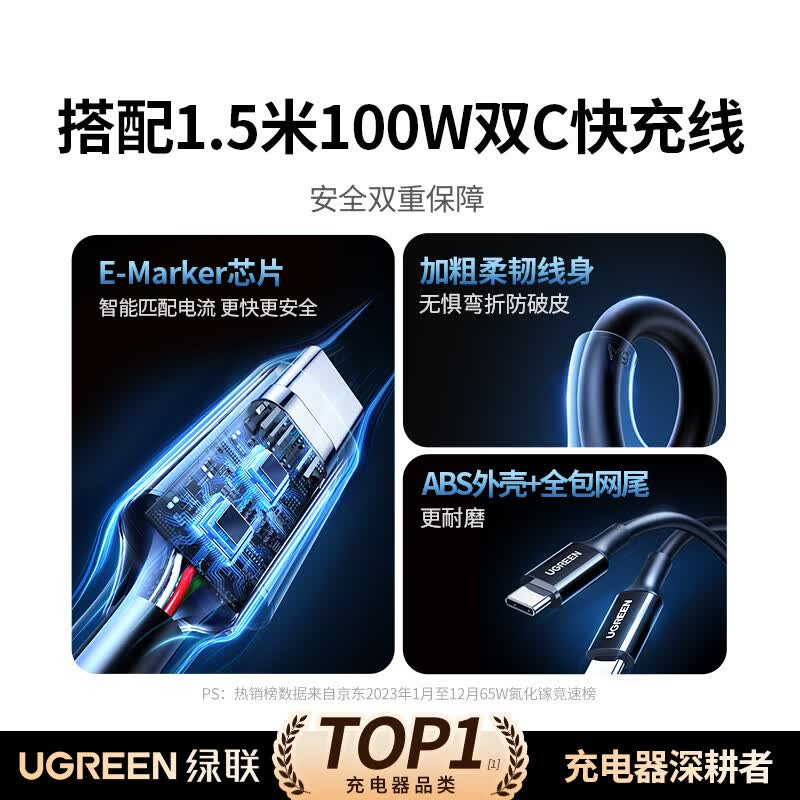 绿联Ugreen快充充电器通用苹果8到17全系iPadAirPods安卓TypeC接口手机平板多设备高效充电设计高清大图