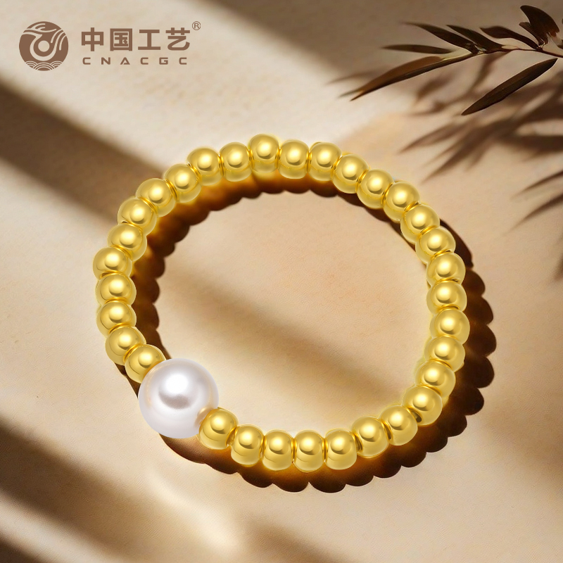 中国工艺白月光珍珠足金戒指0.32克