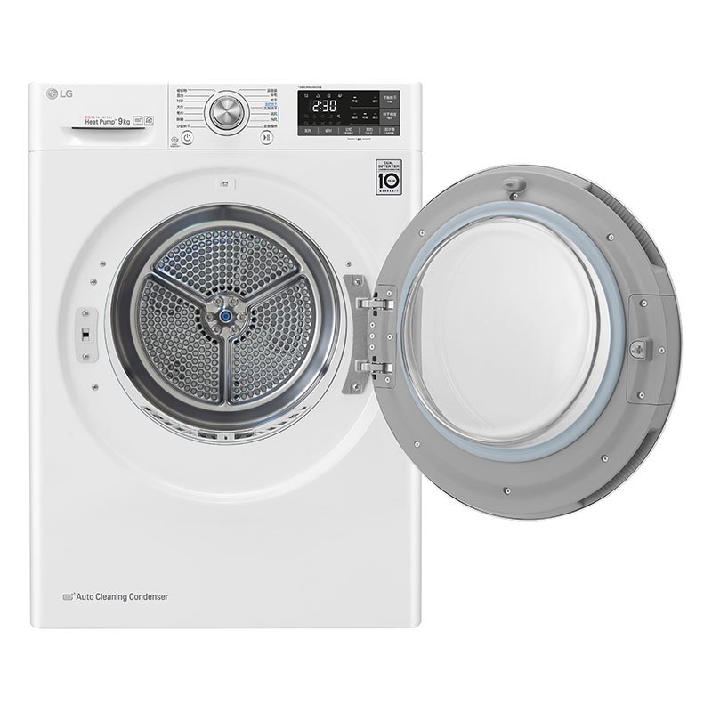 LG 干衣机RC90U2AV2W 双变频 热泵烘干 双重灰尘过滤 强力自清洁冷凝器 白色外观