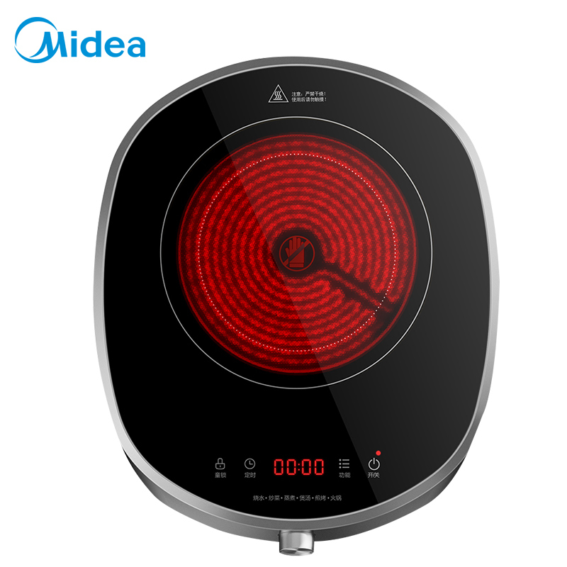 美的(Midea)电陶炉2200W大火力低音设计微晶面板不挑锅旋钮家用多功能智能H22-H201