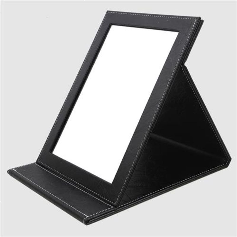 喜庆台式折叠镜子大号便携女孩翻盖式立式厕所特大男生粉色迷你 黑纹大号