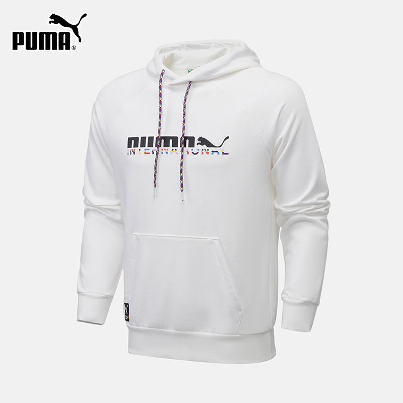 PUMA彪马白色卫衣男运动服2021春季新款连帽休闲套头衫531329