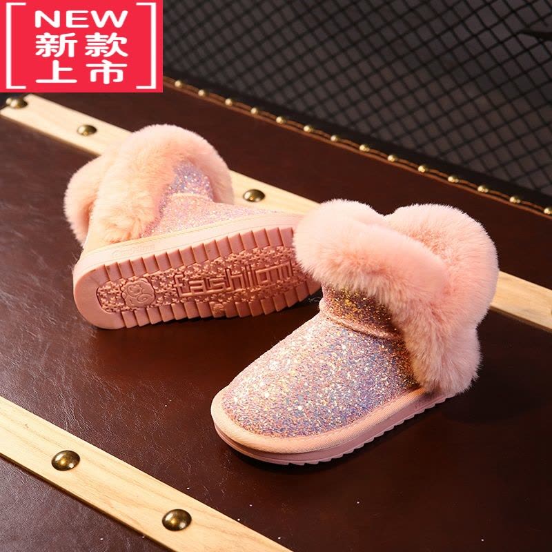 可莉允儿童雪地靴2022秋冬季新款女童防滑保暖加绒加厚棉靴短靴公主鞋子图片