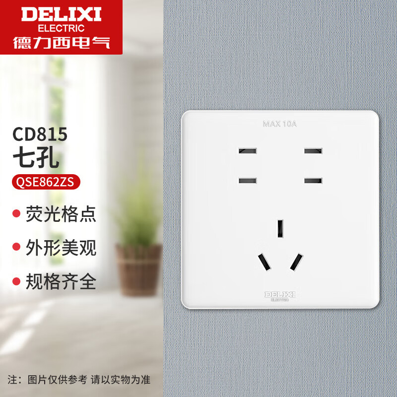 德力西CD815系列二位二极一位三极插座10AQSE862ZS