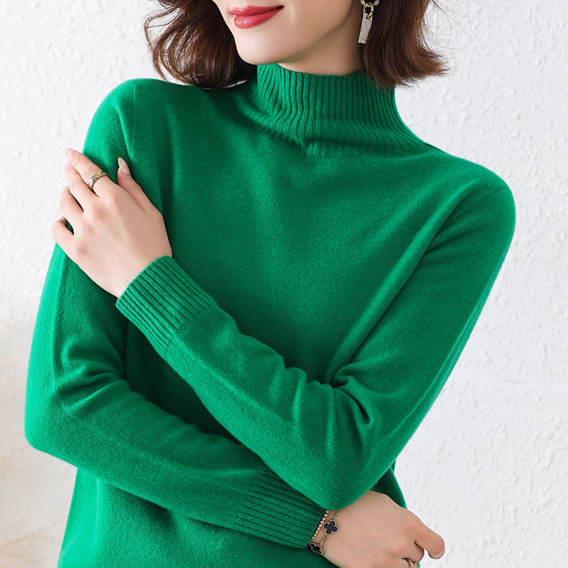 新款100纯羊毛衫高端大牌羊绒衫女秋冬季毛衣新款百搭高领毛衣时尚洋气上衣针织上衣服打底衫女内搭大码显瘦洋气毛衣女高清大图