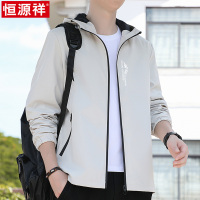 恒源祥2025春秋季新款男士连帽外套春装韩版冲锋衣休闲户外夹克衣 2XL hyx-9979连帽夹克外套卡其