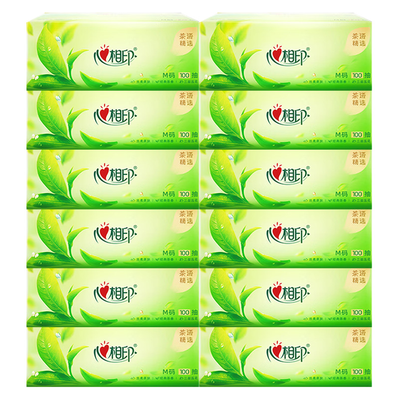 心相印面巾纸3层*100张*12包DT9100包-12茶语精选干湿强韧(包装随机)