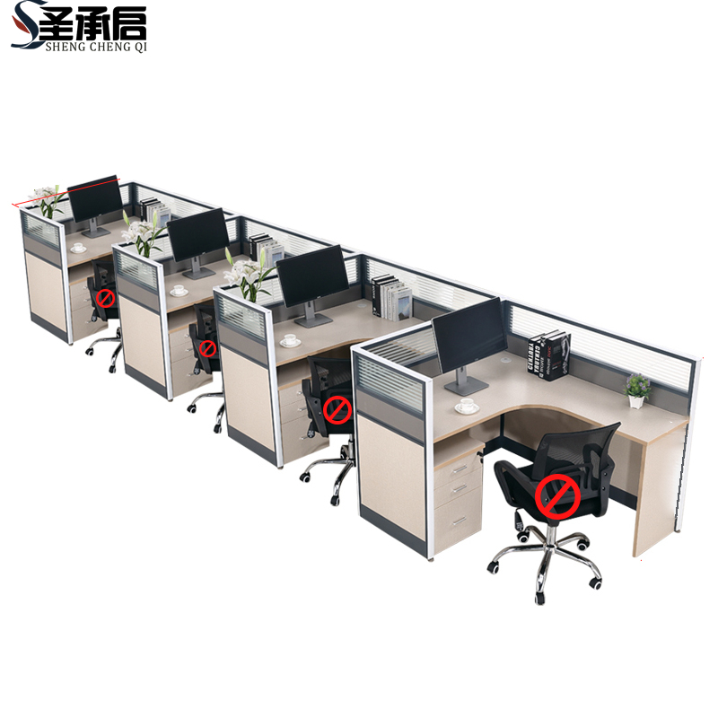 圣承启 屏风办公桌 加4柜 张高清大图