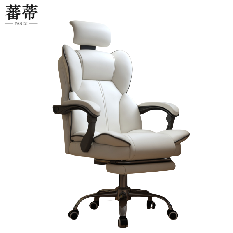 蕃蒂办公椅白色+脚踏把高清大图