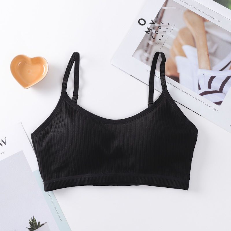 钢圈内衣女吊带背心文胸一体式裹胸学生高中少女防走光聚拢抹胸[单件