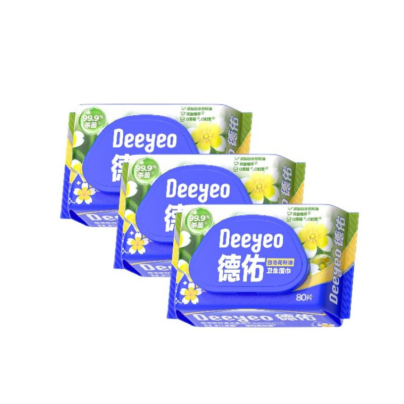 德佑卫生湿巾 白池花籽油 80片*3包高清大图