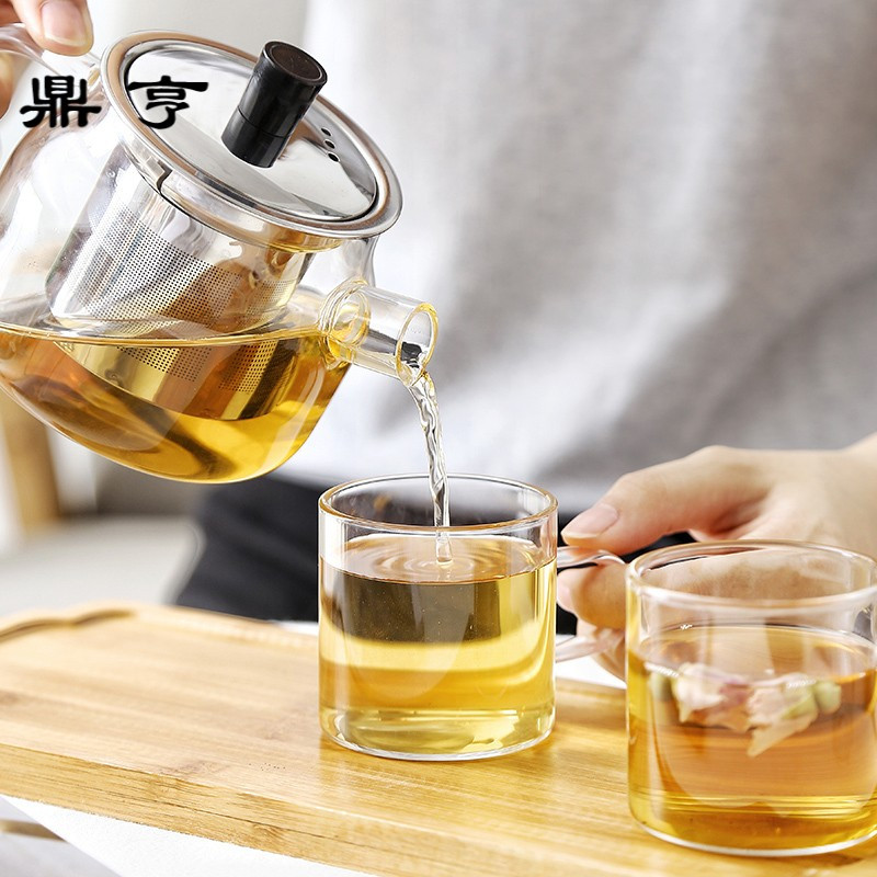 鼎亨花茶壶玻璃茶具套装水壶茶具耐热高温家用过滤泡茶水杯水壶泡
