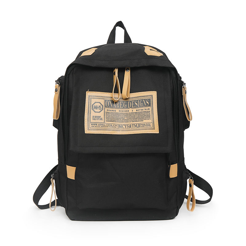 帆布书包大容量双肩包女新款ins时尚背包高中学生牛津布电脑包|黑色