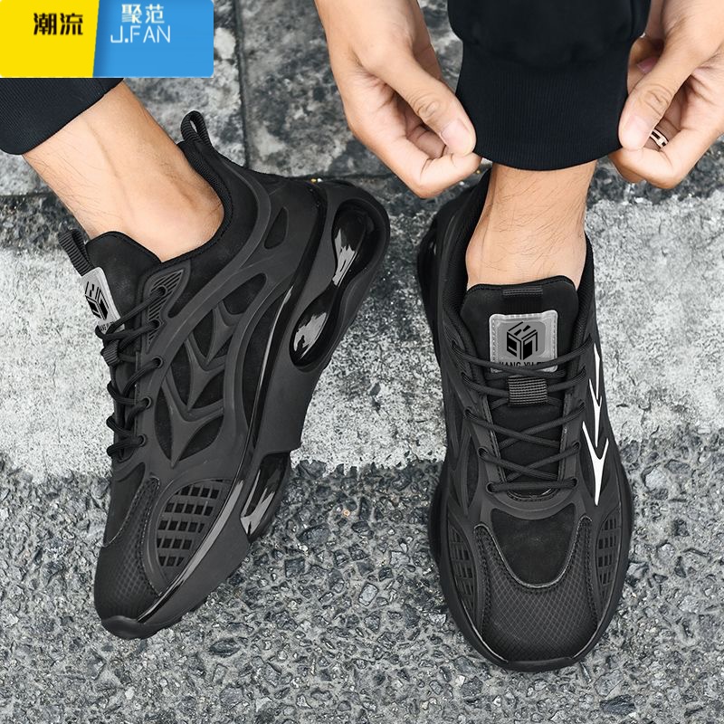 聚范男鞋夏季透气运动鞋软底超软老爹鞋软底踩屎感耐磨跑步鞋高清大图