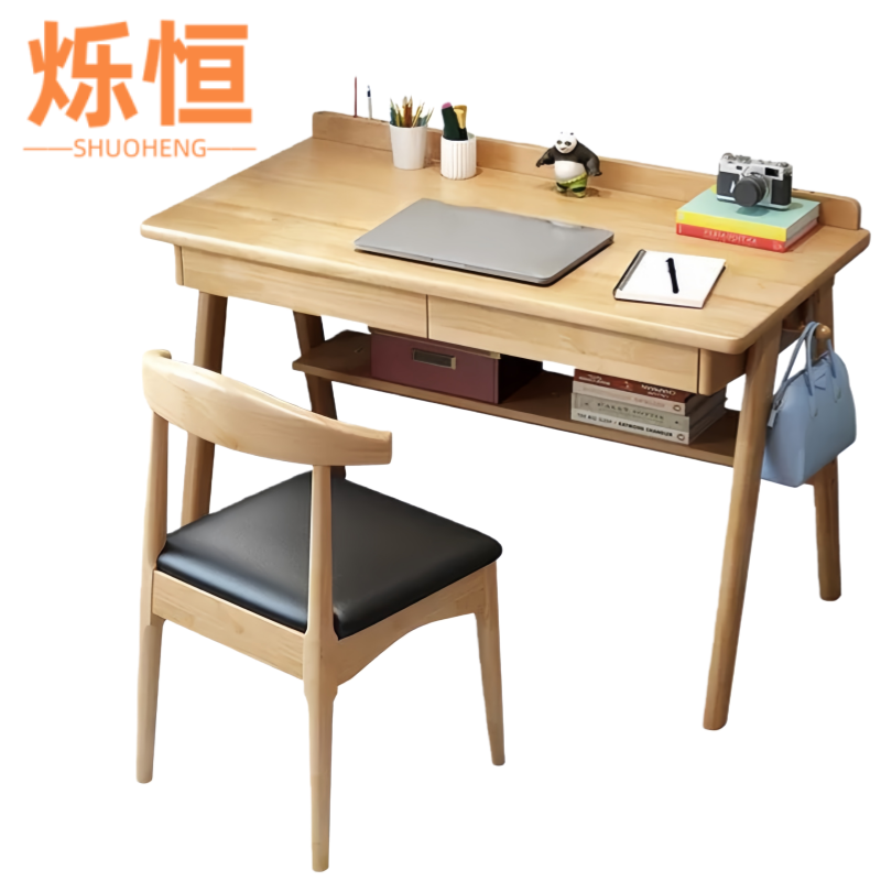 烁恒 书桌 1.2m+椅 套高清大图