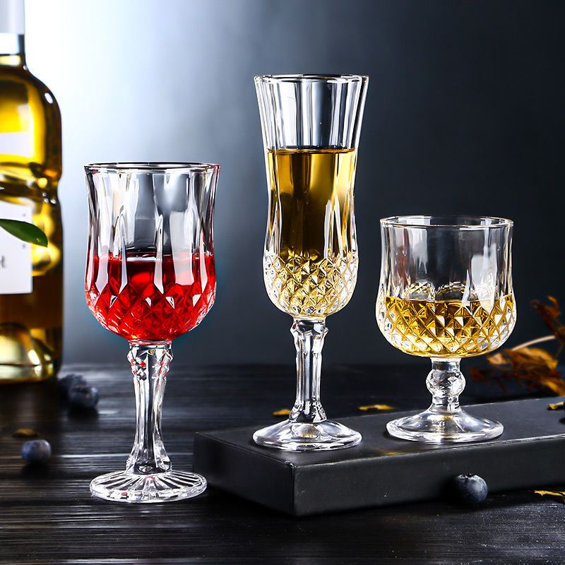 欧式玻璃钻石红酒杯套装家用威士忌杯高脚杯洋酒杯葡萄酒杯香槟杯钻石