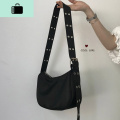 2020新款韩版网红款设计感双排扣斜跨包女时尚百搭手提单肩腋下包NEW LAKE 黑色 黑色