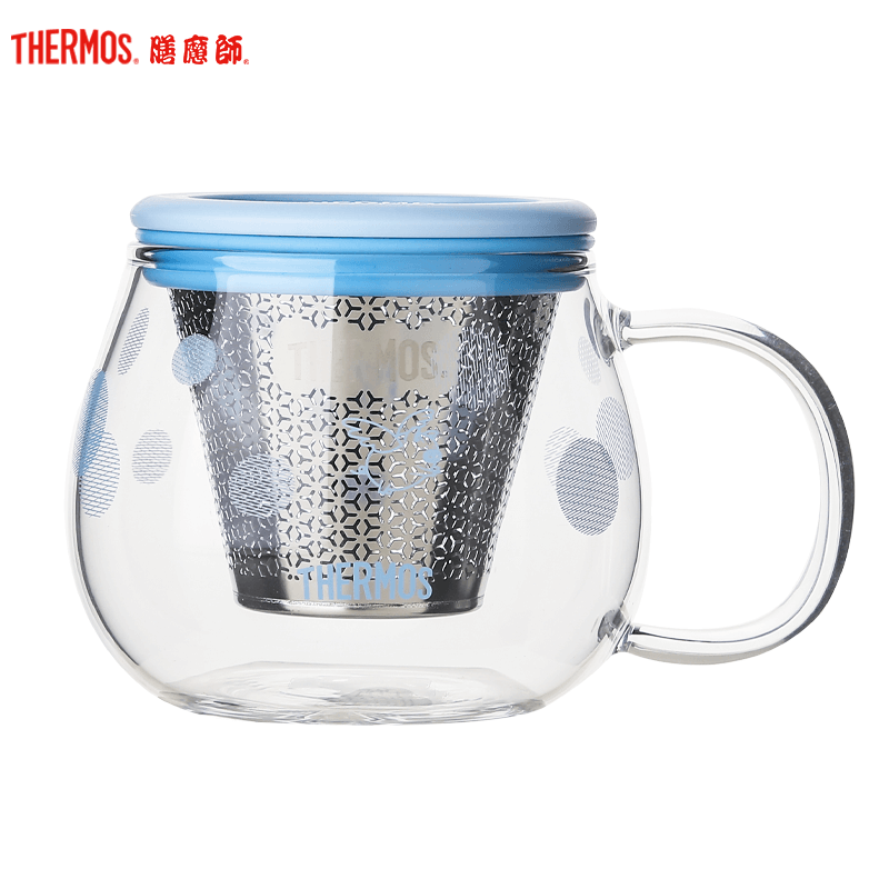 新品朱一龙同款thermos膳魔师几何系列玻璃杯花茶杯便携波波王子随手杯膳魔師水杯滤网杯子男女喝茶TCGH-440