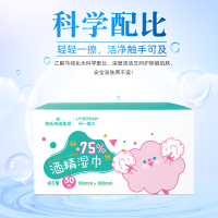 海氏海诺 75%酒精湿巾盒装50片/盒*5盒 清洁独立包装便携装免洗手皮肤消毒护理