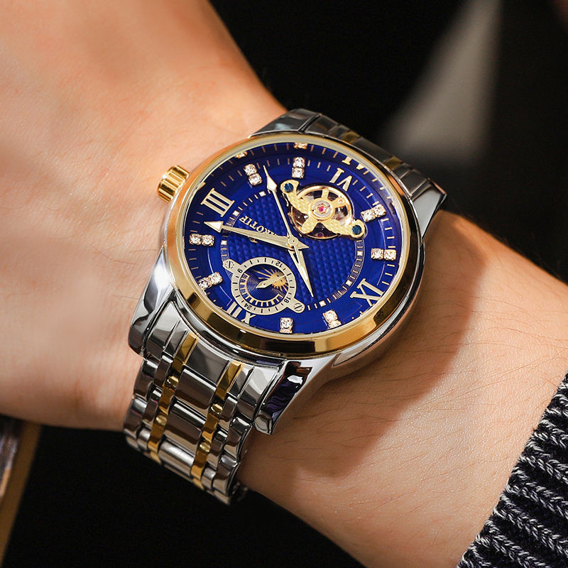 铭侣 机械表男男士机械表男表自动陀飞轮镂空手表防水大表盘商务腕表