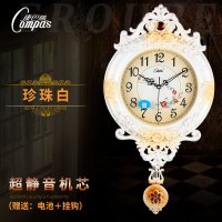 康巴丝Compas欧式复古摇摆挂钟客厅简约时尚挂表卧室壁挂钟 石英钟表 20英寸（直径50.5厘米） 2969珍珠白