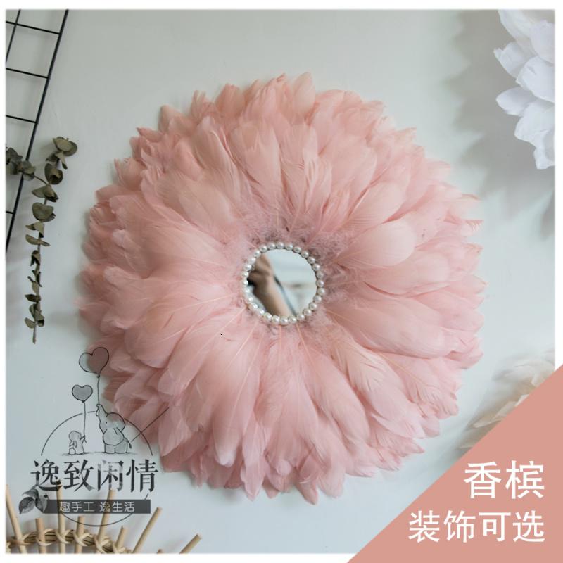 [其他尺寸羽毛]ins风装饰网红壁饰手工diy材料包北欧成品教程 三维工匠 40厘米材料包-香槟高清大图