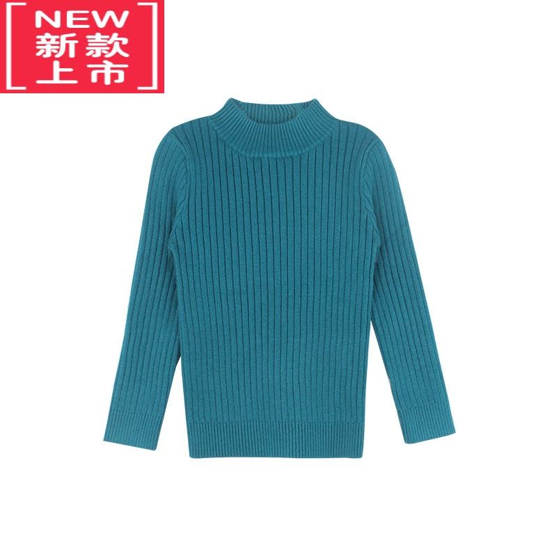 可莉允大耳象童装铺女童小坑条中领打底毛衣2022冬季新款上衣女宝内搭图片