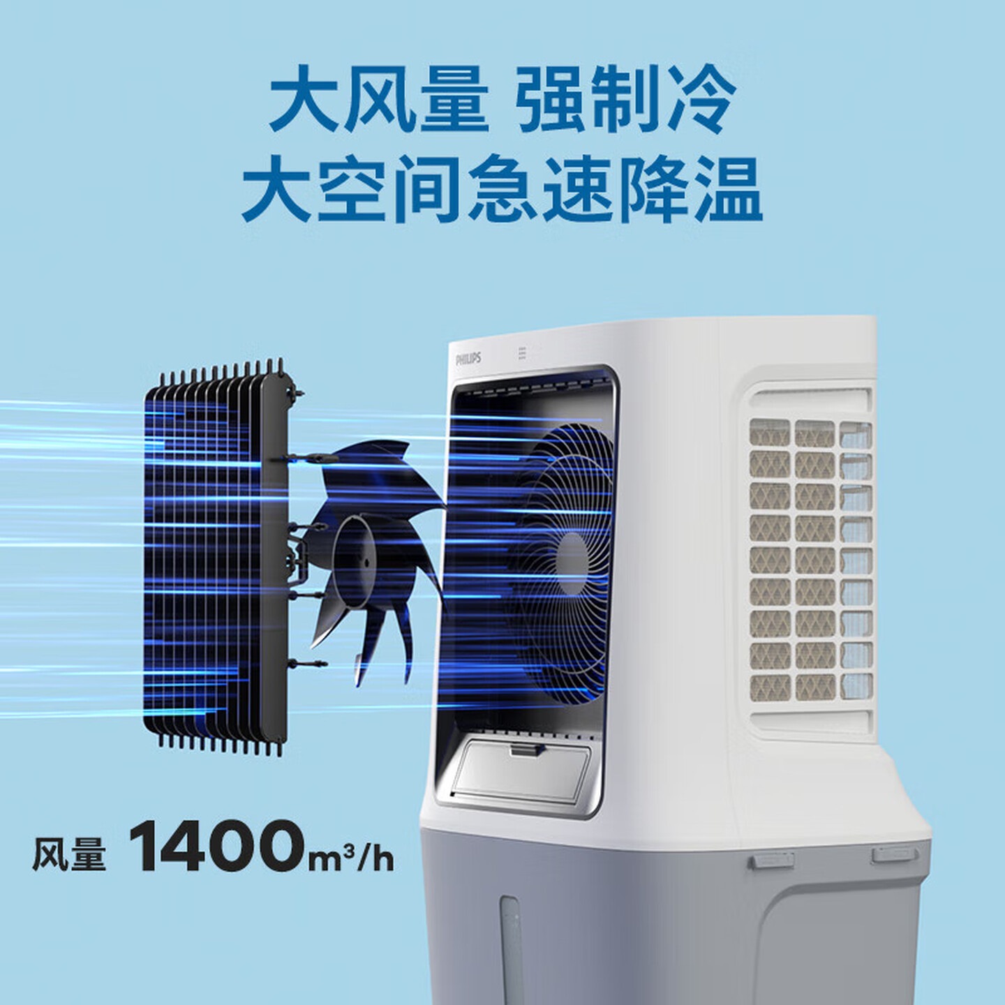 飞利浦空调扇制冷风扇家用加水制冷加冰块冷气机移动节能冷气制冷风机大容量40L 40L家商两用空调扇-ACR3164C高清大图