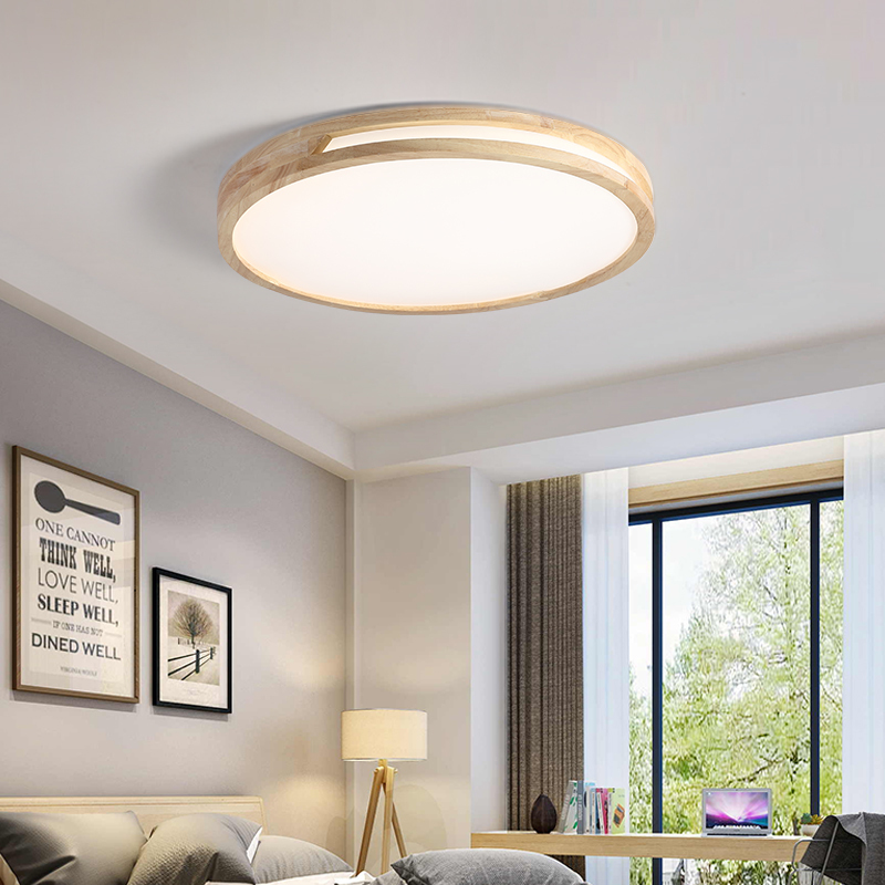 北欧圆形吸顶灯闪电客现代简约创意led客厅灯超薄主卧室灯日式实木