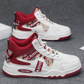 冬季男款高帮男鞋时尚百搭加绒保暖棉鞋厚底防滑运动老爹鞋男 L-C39白红 42