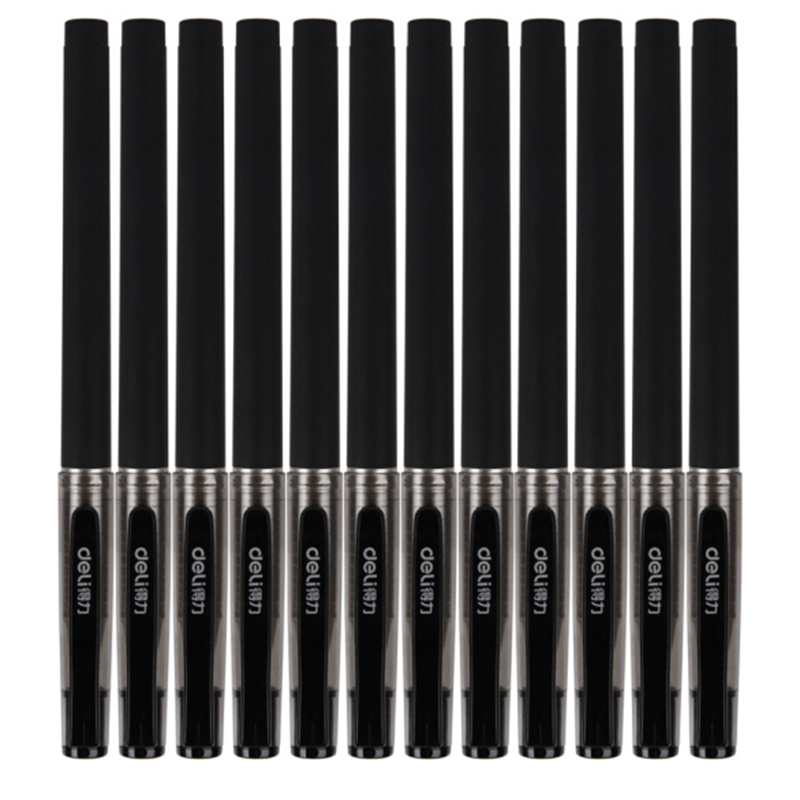 得力delis77中性笔金属喷漆笔签字笔05mm黑色12支盒5盒装单位件