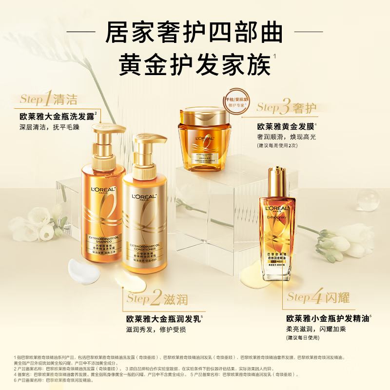 欧莱雅(L’OREAL)奇焕垂顺精油护发素440ml柔顺修护毛躁大金瓶润发乳润发乳高清大图