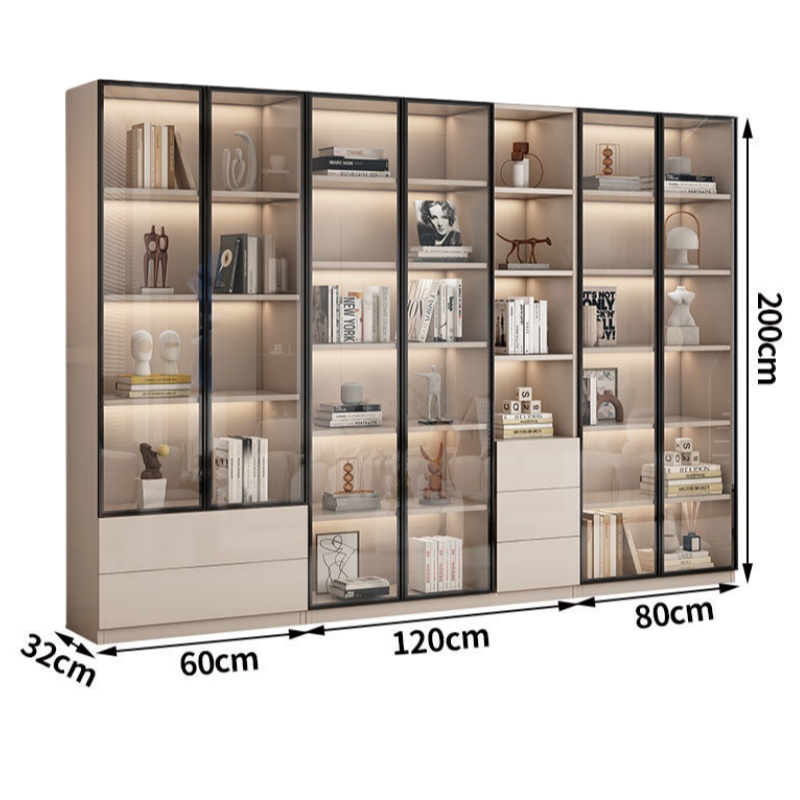 怡卓欧实木展示柜六门五抽台高清大图