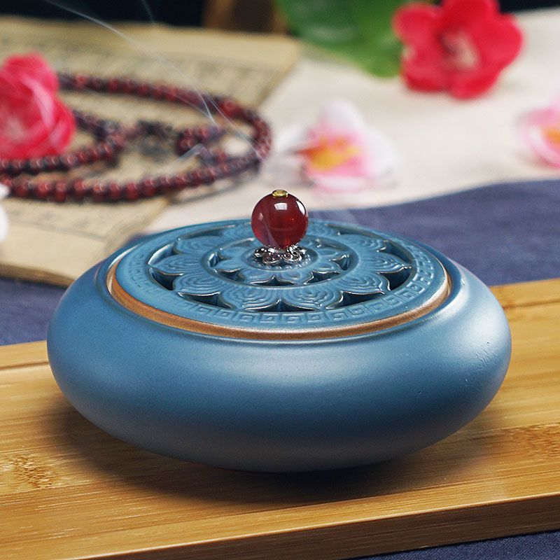 奢垚香炉家用室内陶瓷香炉檀香沉香塔香盘香卧香炉仿古禅意香薰炉莲花