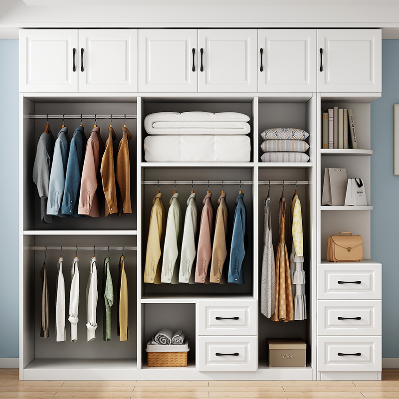 [家用款]可定制全实木衣柜家用卧室儿童收纳柜子出租房用免安装储物大