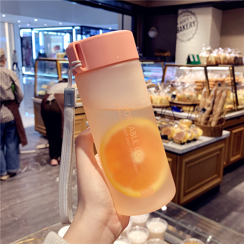 小清新随手杯简约磨砂塑料杯男女便携水杯带刻度防漏耐热学生杯子