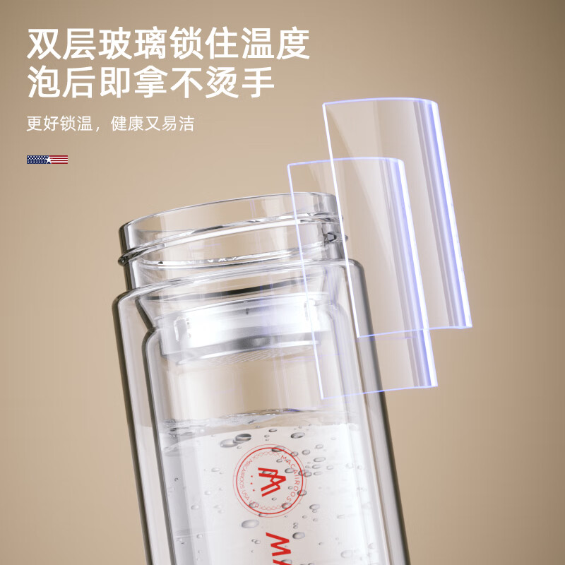迈卡罗(MACAIIROOS)双层玻璃杯MC-8311BW规格:350ML高清大图