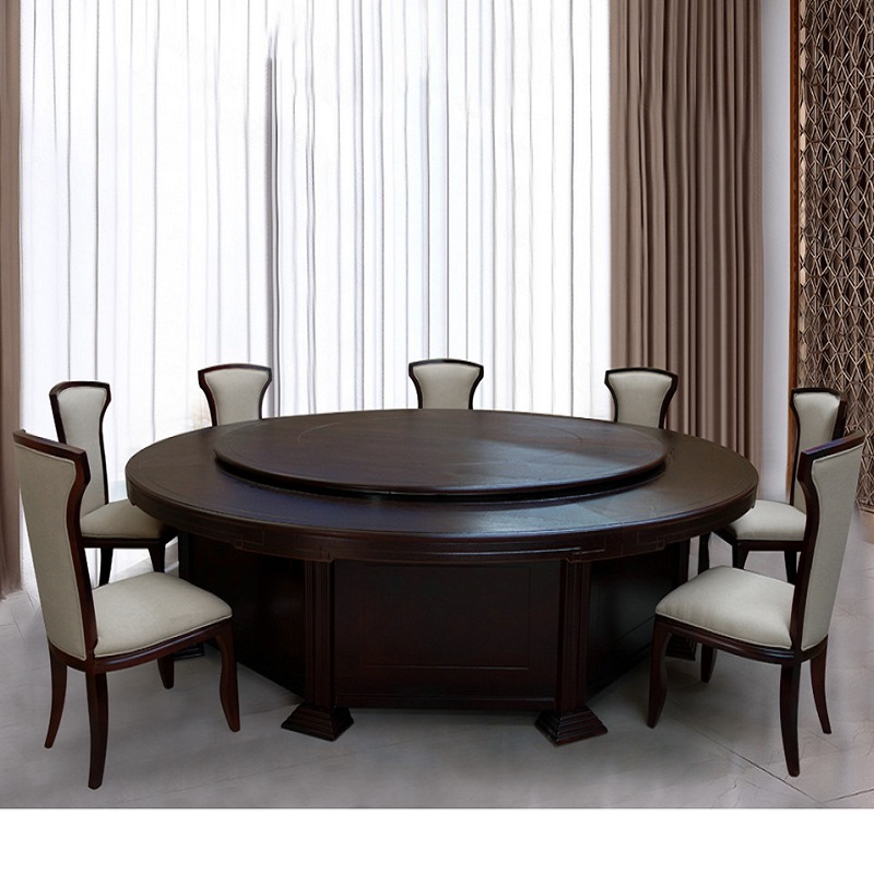 工匠时光酒店餐桌椅圆餐桌椅组合现代中式餐桌圆桌椅